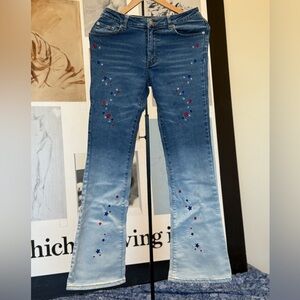 First Line Blue Flare Jeans with Star Embroidery Size 9